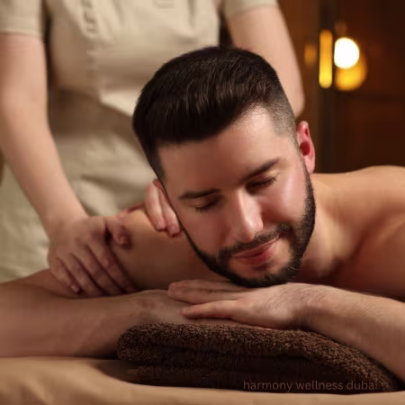Male massage therapy at Desert Orchid Spa Dubai